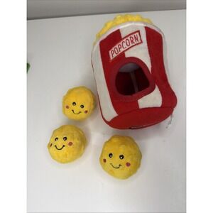 ZippyPaws Burrow Popcorn Bucket Squeaker Plush Dog Puppy Toy 3 Squeakers Storage